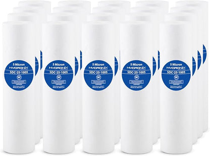Hydronix SDC-25-1005 DI, RO Reverse Osmosis, Whole House Sediment Water Filter 2.5" X 10" - 5 Micron, 20 Pack