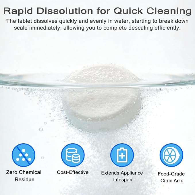 xcivi 40 Count Descaling Tablets for Momcozy Bottle Washers, Sterilizers | Compatible with Momcozy/Baby/Brezza/GROWNSY Bottle Washer, Descaling Tablets for Milk & Limescale Removal, Natural Non-toxic