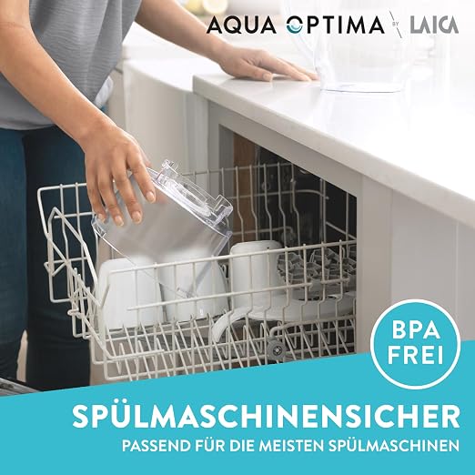 Aqua Optima Liscia Water Filter Jug & 3 x 30 Day Evolve+ Filter Cartridges, 2.5 Litre Capacity, for Reduction of Microplastics, Chlorine, Limescale and Impurities, White (Packaging May Vary)