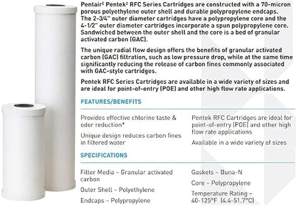 Pentair Pentek 150233 Big Blue Carbon Water Filter, 20-Inch, Whole House Heavy Duty Radial, Reduces Sediment and Chlorine Taste & Odor