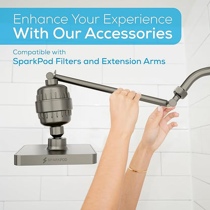 SparkPod Shower Head - High Pressure Rain - Premium Quality Luxury Design - Easy Clean Adjustable Replacement for Your Bathroom Shower Heads (Elegant Brushed Nickel, 8 Inch Square)
