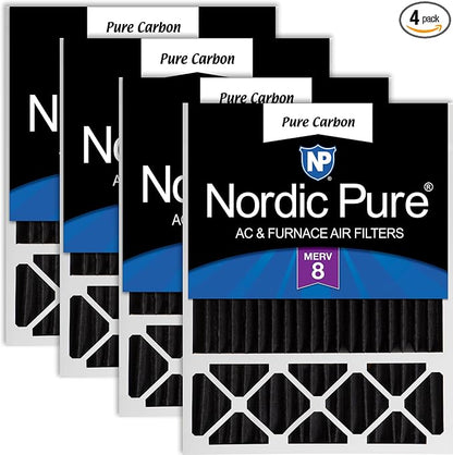 Nordic Pure 20x25x5 Honeywell/Lennox Replacement MERV 8 Air Filter 4 Pack | Actual Size: 19 7/8 x 24 7/8 x 4 3/8 Made in USA, Pleated HVAC Odor Filtration, Pet, Cooking & Household Smell Control