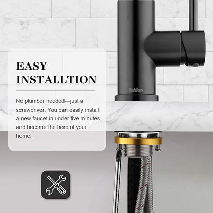 Tohlar Gray Kitchen Faucets with Pull Down Sprayer, Single Handle Kitchen Sink Faucet Gun Black Modern Staninless Steel Kitchen Faucet with Deck Plate, Gray