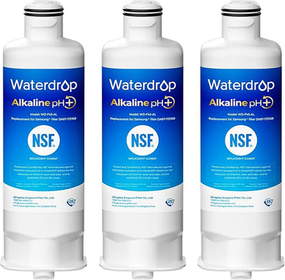 Waterdrop Alkaline DA97-17376B Refrigerator Water Filter, Enhances pH, Replacement for Samsung® HAF-QIN/EXP, DA97-08006C, RF28R7201SR, RF28R7351SG, WD-F45-AL, 3 Filters