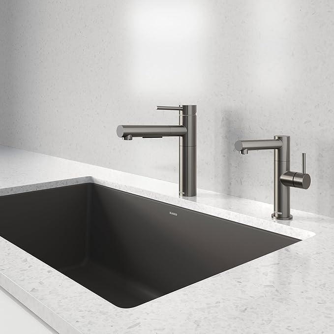 Blanco 527562 Alta II Low Arc Pull-Out Kitchen Faucet - 1.5 GPM - Satin Dark Steel