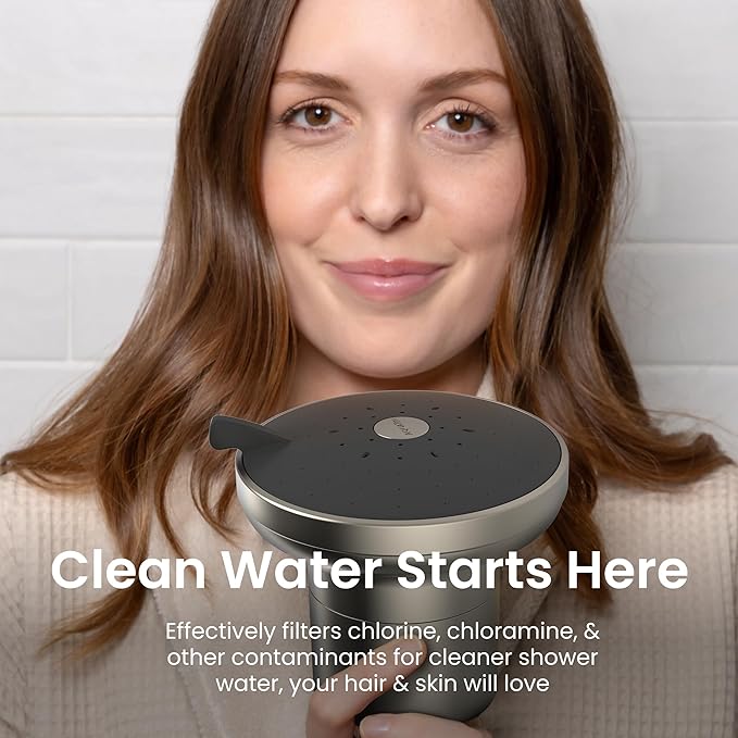 AquaTru Shower - Advanced Shower Filter Removes Impurities from Hard Water to Support Healthy Skin, Scalp, Hair, Reduce Breakage, and Enhance Your Beauty and Self-Care Routine (Brushed Nickel)