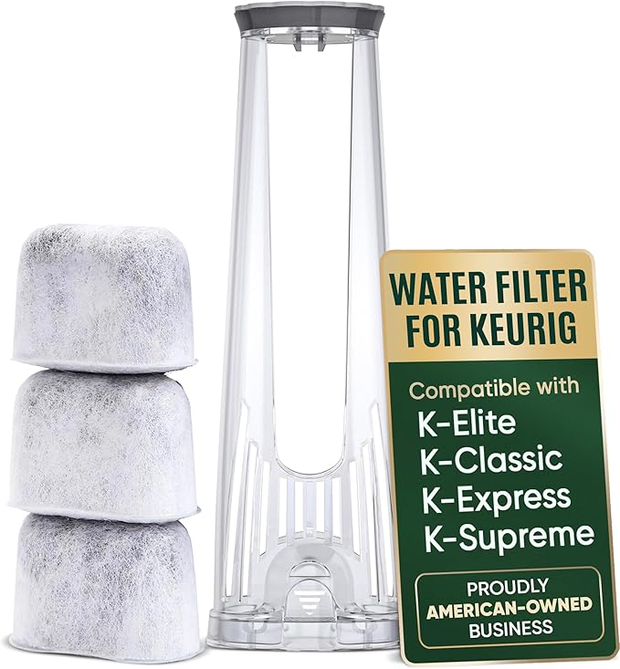 Keurig Filter Replacement Starter Kit - Water Filters for Keurig K-Classic, K-Supreme, K-Express, K-Elite, K-Select, K-Slim 2.0 Coffee Maker - Includes Tall Handle Filter Holder and 3-Pack Cartridges