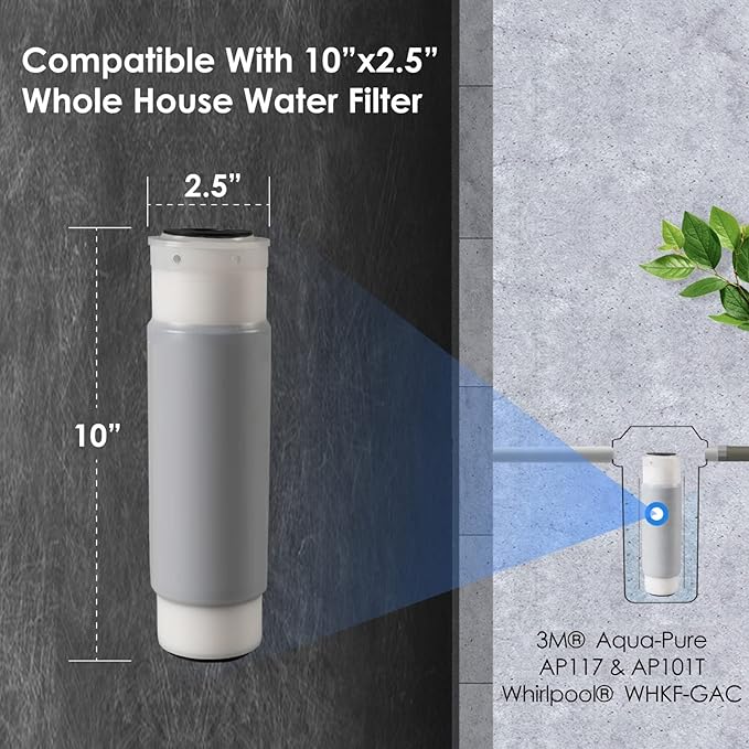 Waterdrop AP117 Whole House Water Filter, Replacement for 3M® Aqua-Pure AP117 Drinking Water System, Whirlpool® WHKF-GAC for Chlorine, Dirt and Rust Reduction, Pack of 4