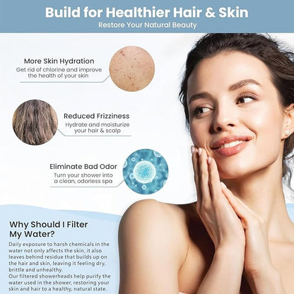 High Pressure Rain Shower Head with Filtered - 6" Square Showerhead Filter for Remove Chlorine and Harmful Substances, Improve Hair and Skin Problems, Matte Black