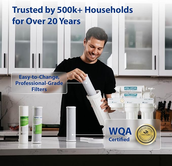 APEC Water Systems ROES-PH75 Essence Series Top Tier Alkaline Mineral pH+ 75 GPD 6-Stage Certified Ultra Safe Reverse Osmosis Drinking Water Filter System