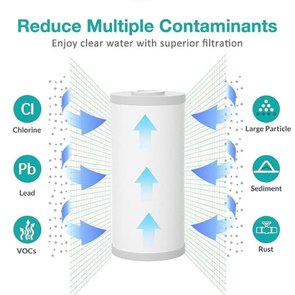 SimPure DB10C Water Filter Housing and 5 Micron 10" x 4.5" PGC Whole House Sediment Carbon Filters