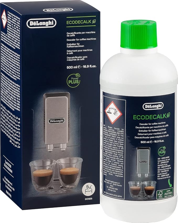 De'Longhi EcoDecalk Descaler, Eco-Friendly Universal Descaling Solution for Coffee & Espresso Machines, 16.90 oz (5 uses) & 5513292811 Water Filter, White -