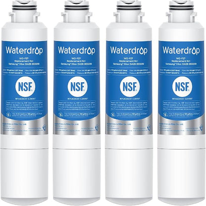 Waterdrop DA29-00020B Refrigerator Water Filter, Replacement for Samsung® HAF-CIN/EXP, DA29-00020B-1, RF263TEAESG, RF4287HARS, Reduce Chlorine, bad Taste and Odor, 4 Filters