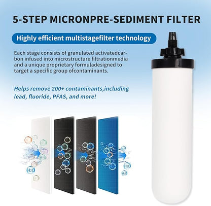 2 Pack 7'' ceramic water filter Candle with Activated Carbon