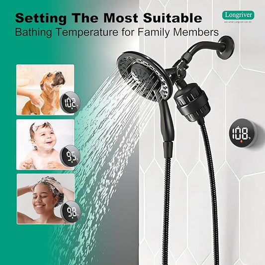Tem8(R7Pro) Longriver Shower Water Filter -Cartridge (Only compatible with Tem8)), 99.99% Chlorine Removal, Heavy Metals & Harmful Substances, Improves Skin & Hair, Easy Installation, 1-Pack
