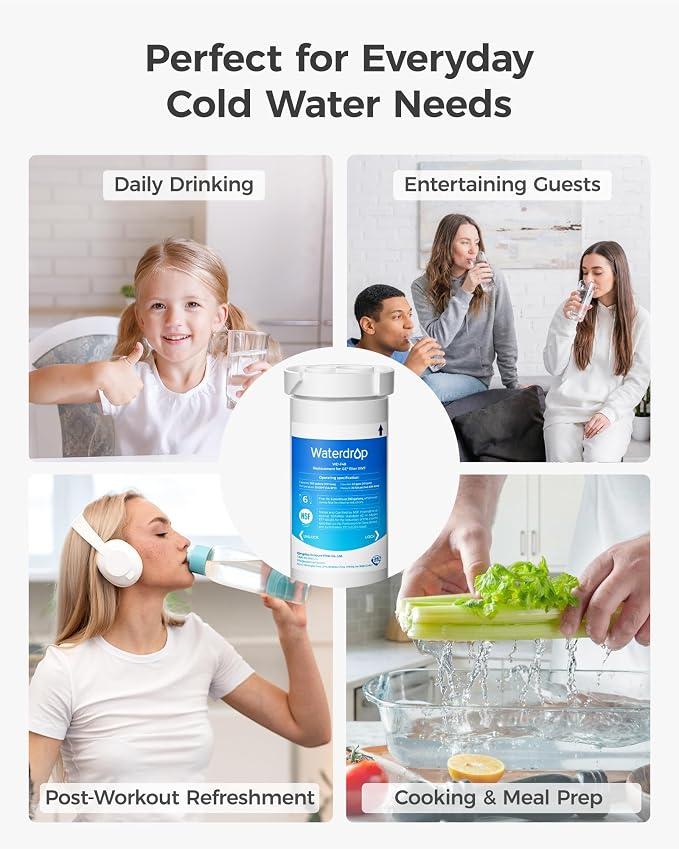 Waterdrop XWF Water Filter Replacement for GE® WR17X30702, 3 Pack, No chip | Replacement for GE® XWF, NSF 42 & 372 Certified, Compatible with GE® GNE27, GFE26, GDE25, GSS25, PSE25 Series Refrigerators