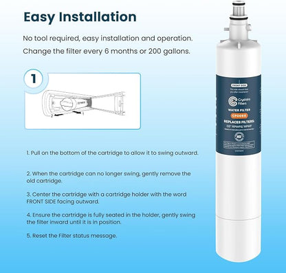 Crystala Filters Replacement for GE® RPWFE, RPWF (with CHIP) Refrigerator Water Filter, Compatible with WSG-4, WF277, GFE28GMKES, PFE28KBLTS, GYE22HMKES, DFE28JSKSS, GFE28GYNFS, GFD28GYNFS, 3 Pack | Compatible with GFE28GYNFS, GFE28GELDS, PFE28KELDS, P...