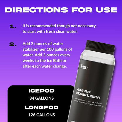 Water Stabilizer – Chlorine-Free Water Treatment for Ice Pod & Long Pod – Maintains Clean, Balanced Water for Weeks – 8 oz. Bottle (1-Month Supply) - The Pod Company