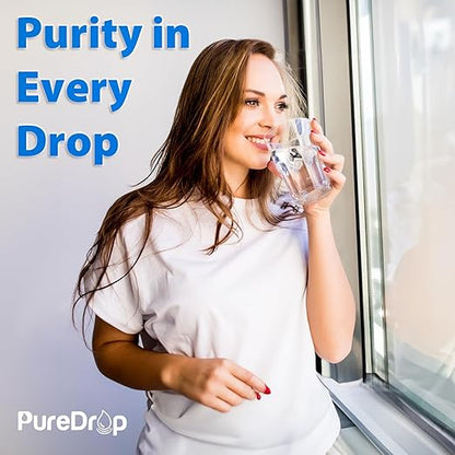 PureDrop PDR-16KPCB Under Sink Water Filter for Sink Faucet, High Capacity Composite Water Filtration System Direct Connect to Kitchen Faucet, Reduces PFAS, Chlorine, Bad Taste & Odor, 16K Gallons