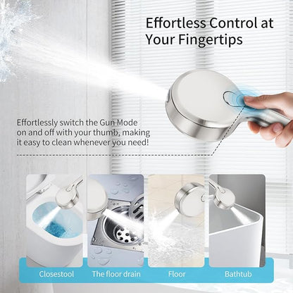 Filtered Shower Head with Handheld, 9 Spray Mode High Pressure Shower Head with 4 Filters, Hard Water Filter Showerhead - Remove Chlorine, Brushed Nickel
