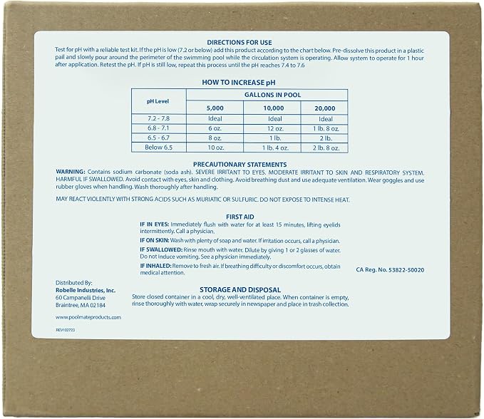 Pool Mate 40-Pounds Premium pH Up for Pools, 100% Sodium Carbonate