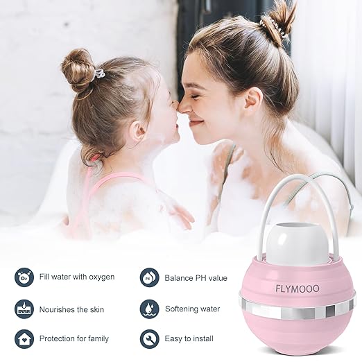 FLYMOOO Bath Filter for Tub, Bathtub Faucet Water Filter with 8 Stages & 2,500 Gallons of Filtration to Reduce Contaminants for Softer, Smoother Skin (Pink)