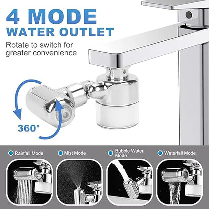 Sink Water Filter Faucet, 360 ° Rotating Kitchen Faucet Water Purifier, Bathroom Faucet Filter Removes Chlorine Fluoride Heavy Metals Hard Water for Home, Kitchen & Bathroom