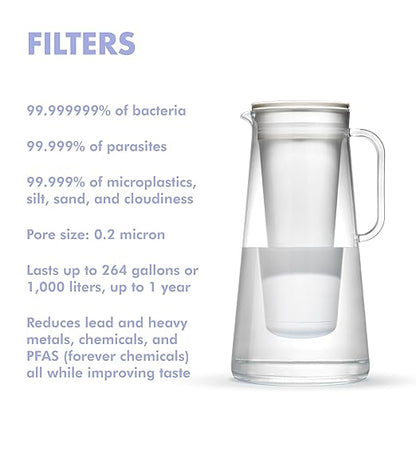 LifeStraw Home – Water Filter Pitcher, 7-Cup, Wisteria, BPA Free Designed for Everyday Protection Against Bacteria, parasites, microplastics, Lead, Mercury, PFAS, and a Variety of Chemicals