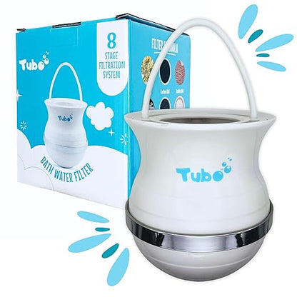 Tubo Bath Filter 2.0-8 Stage Bath Filter for Tub Faucet, Bathtub Water Filter Removes 99% Chlorine & Contaminants, BPA-Free Water Filter for Bathtub, Healthy Skin & Hair, Bath Filter for Baby
