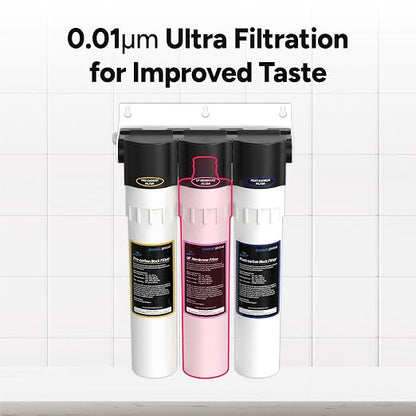 Pureal Under Sink Ultrafiltration UF Membrane Replacement Filter, 0.01 Micron, NSF/ANSI 42 Certified Media, Reduces Cysts, Retains Minerals, 1-Year, Tool-Free Quick Twist, Made in Korea (PPF-1102UF)