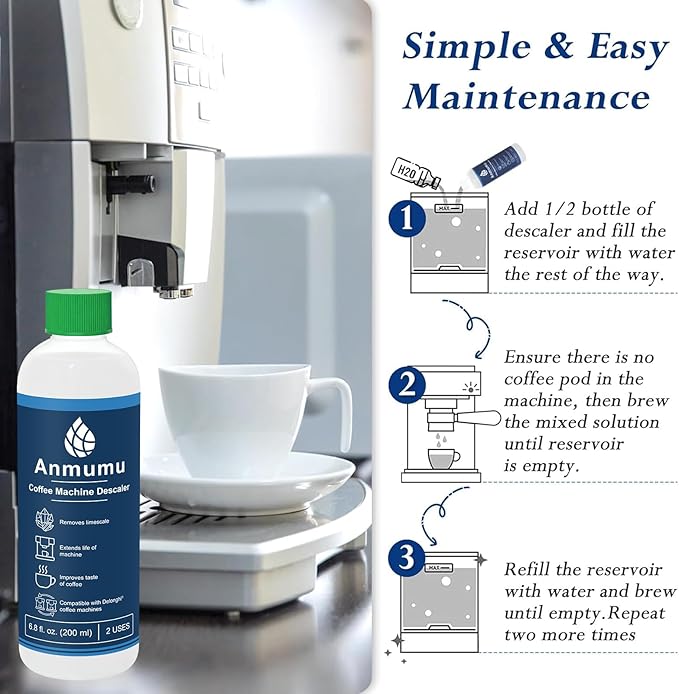 Anmumu Descaler Delonghi* EcoDecalk Cleaner for All Delonghi* Machines|delonghi* Descaling Solution 4 Uses(400 ML 2 Pack)