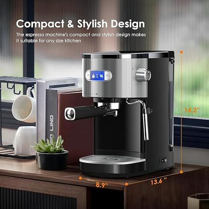 COWSAR Commercial Espresso Machine 20 Bar, Compact Espresso Maker with Milk Frother Steam Wand, Expresso Coffee Machines with 45 OZ Removable Water Tank for Cappuccino, Latte, Home