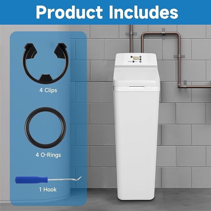 Water Softener Clip Kit Compatible with GE Kenmore Whirlpool Morton WHES30 M34 MSD27 Replace#: 7337563 7337571 7170288 7116713，15/16” O-Ring Kit and Fit 3/4” Valves