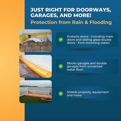 The Original HydraBarrier Ultra Flood Barrier – 6 ft Long x 6 in High – Light, Reusable Sandbag Alternative – Flood Control & Diversion Tube for Home, Garage, Door & Property Protection