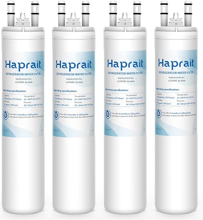 HP005 Replacement for Frigidaire ULTRAWF, Pure Source Ultra, Kenmore 9999, 469999, 46-9999, A0094E28261 Water and Ice, Height 11 inches, 4 Count