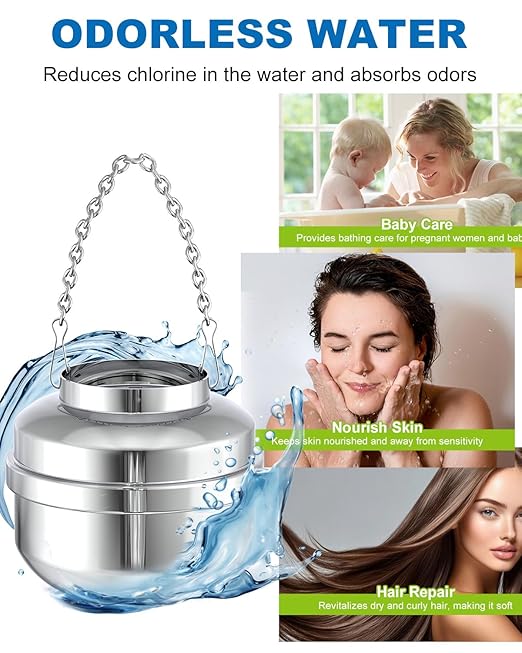 All Metal Bathtub Water Filter，Multi-Stage Filtration, Removes 99% Chlorine, Heavy Metals & Contaminants, Hard Water Softener, for Baby & Sensitive Skin