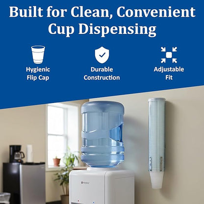 San Jamar Large Pull-Type Cup Dispenser 6-12 Oz. Flat Cups, 4.5 - 7 Oz Cone Cupz with Flip Cap for Restaurants, Home, and Office, Plastic, 16 Inches, Arctic Blue