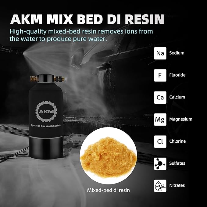 AKM Mixed Bed Deionized Di Resin Filter Fill, Use for Spotless Car Wash System Filter Change, 5 Liters