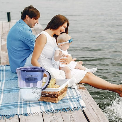3.5L Alkaline Water Filter Pitcher - 2 Filters Included, BPA Free, Multi-Stage Filtration System for pH Improvement and Purification