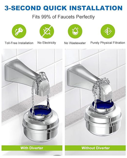 Bathtub Water Filter Replacement Cartridge, Multi-Stage Filtration Removes 99% Chlorine & Heavy Metals, for Solid Stainless Steel Bath Filter,Blue