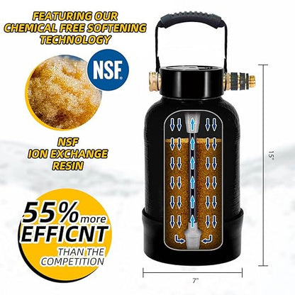 Filterelated RV Water Softener -16000 Grain Portable Water Softener with 3/4 "Brass Fitting and Custom Hose, Softened Hard Water Filter System for RV,Boats,Mobile Car Washes,Pressure Washes