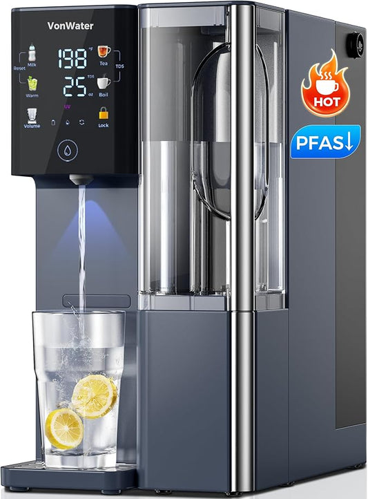 CT910H Reverse Osmosis Water Filter Countertop, 3S Instant Hot RO Water Filtration System, 7-Stage Water Purifier with Portable Pitcher, NSF/ANSI 372,42,58, Reduce TDS PFAS, No Installation