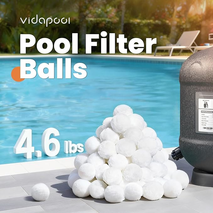 4.6 lbs Pool Filter Balls for Sand Filters, Reusable White Filter Media Balls for All Sand Filter Systems, Efficient & Lightweight Pool Sand Filter Balls, Replaces 150 lbs Pool Filter Sand