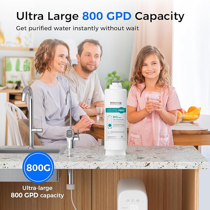 Waterdrop G3P800-RO Filter, Replacement for Waterdrop G3P800 Tankless Reverse Osmosis Water Filter, Reduce PFAS, 2-year Lifetime