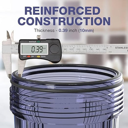 SimPure Whole House Water Big Filter Housing (DB10C), 10" x 4.5", Blue for Whole Home Water Filtration, Sediment Water Filter System for Well, 1" NPT Brass Port (Clear Housing) (Pack of 2)