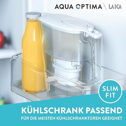 Aqua Optima Liscia Water Filter Jug & 3 x 30 Day Evolve+ Filter Cartridges, 2.5 Litre Capacity, for Reduction of Microplastics, Chlorine, Limescale and Impurities, White (Packaging May Vary)