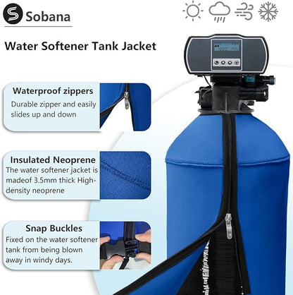 10x54 Inch Water Softener Tank Jacket - Insulated 3.5mm Neoprene Slip Sleeve to Prevent Sweating, Heavy-Duty Outdoor Water Softener Cover,Blue