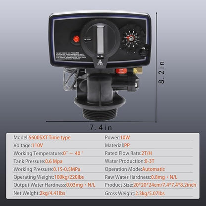 5600 Water Softener Valve,12-Day Timer Control Control Valve,Timer Valve Water Softener,High Performance Digital Metered on Demand Replacement Head and Water Distributor……