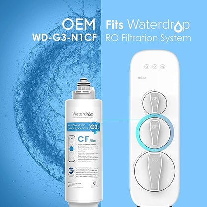 Waterdrop G3-N1CF Filter, Replacement for Waterdrop G3-W & G3P600 & G3P800 Reverse Osmosis System, 6-month Lifetime