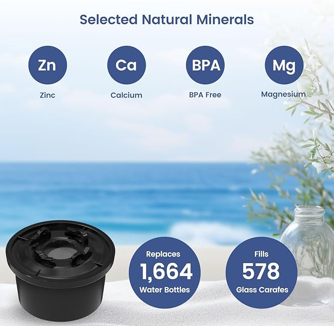 RO100ROPOT Remineralization Water Filters Replacement, Compatible with Bluevua RO100ROPOT and RO100ROPOT(UV) Systems, Alkaline for Reverse Osmosis Filter, Remineralize and Increase pH